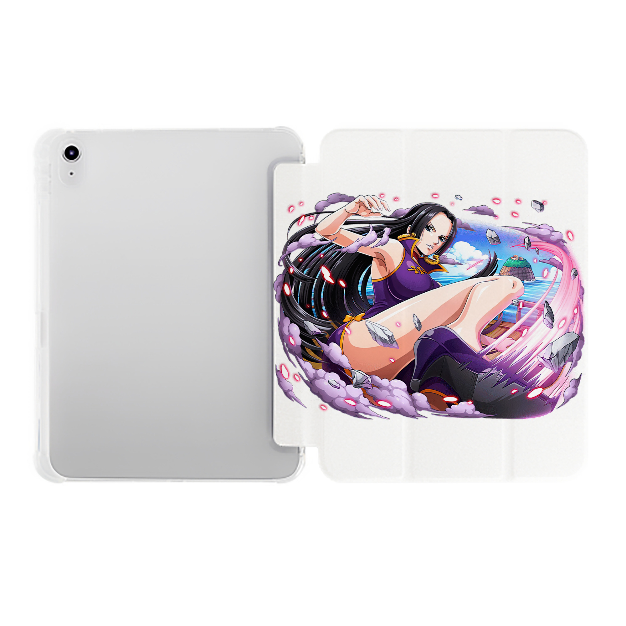 （画像用） ワンピース ボア・ハンコック ONE PIECE Boa·Hancock IPad ケース ペン収納付き 三つ折りスタンド PUレザー×シリコン 対応機種9.5/10.5/10.9インチ
